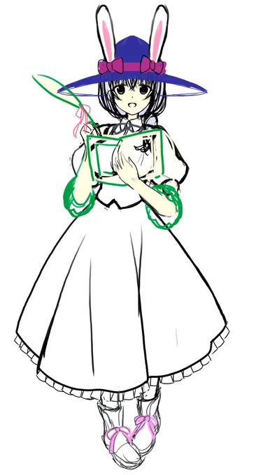 今作ってるVモデルがあまりに直立不動すぎていやになってきたので動きのある立ち絵を描き始めましたw こんな感じにしたいなぁとラフ描いたよ やれるかわかんないけど本に羽ペンで何かを描いてるモーションつけたいなぁ