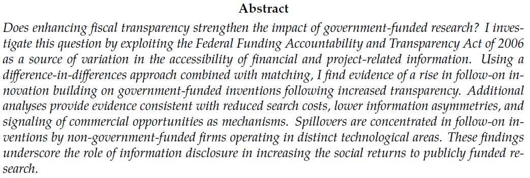 🚨 Working paper available:

"Fiscal Transparency and the Benefits of Government-Funded Research"

Link: papers.ssrn.com/sol3/papers.cf…
