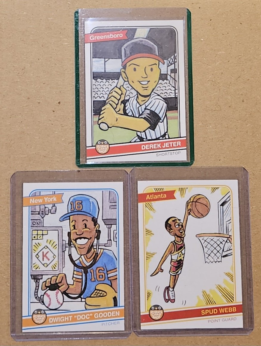 Philip Woodward (@philipwoodward8) on Twitter photo My wonderful wife <a href="/ljwoodward80/">Lyla Woodward</a> got me some cool #CardArt by Chris Giarrusso at Greensboro ComiCon this past Saturday: the Special Edition Derek Jeter Greensboro Hornets card along with Dwight "Doc" Gooden and Spud Webb! These illustrations are fun! 😃⚾️❤️🖤🐝💙🧡🍎👨⚕️🏀❤️💛🎨 My wonderful wife <a href="/ljwoodward80/">Lyla Woodward</a> got me some cool #CardArt by Chris Giarrusso at Greensboro ComiCon this past Saturday: the Special Edition Derek Jeter Greensboro Hornets card along with Dwight "Doc" Gooden and Spud Webb! These illustrations are fun! 😃⚾️❤️🖤🐝💙🧡🍎👨⚕️🏀❤️💛🎨