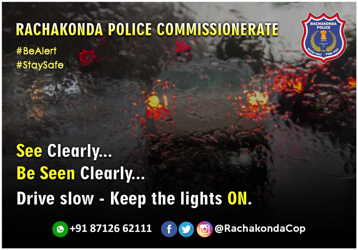 MalkajgiriCop's tweet image. 🌧️ Heavy rains are lashing several areas in the city. We urge citizens to stay indoors unless necessary. #Drivesafely, avoid #waterlogged routes &amp;amp; take #precautions. Your #safety is our #priority.
#RachakondaPolice
#HeavyRainAlert