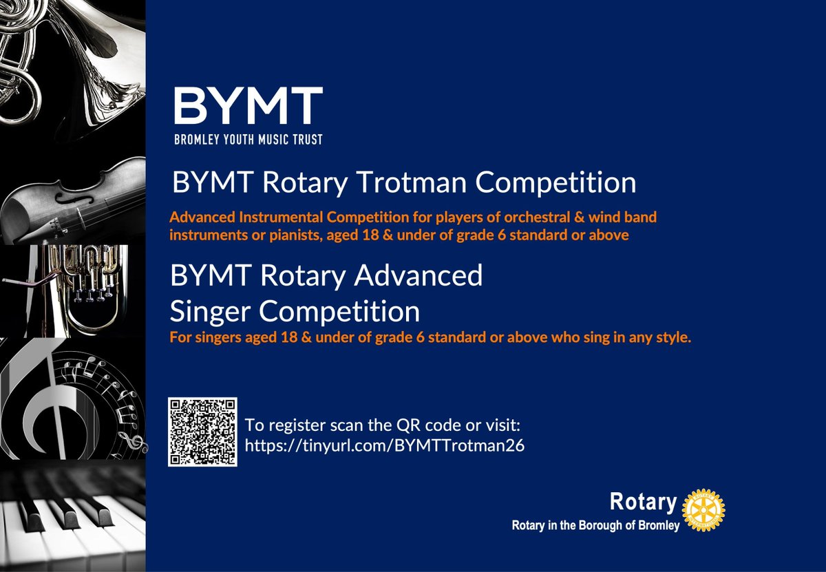 The BYMT Rotary Trotman Instrumentalist and Advanced Singer Competitions return to BYMT in January. Invitations to audition for the final are now open. Visit buff.ly/aixYvr2 for more information &amp; eligibility .