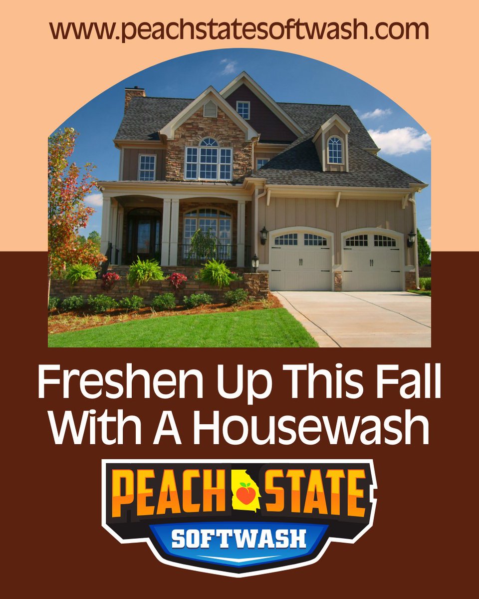 PS_SOFTWASH's tweet photo. 🍂 First day of fall is here! 🍁
Leaves may be falling, but your home’s curb appeal doesn’t have to. Let Peach State Softwash make your house sparkle like the crisp autumn air. 
Book your fall cleaning today — your siding will thank you! https://t.co/rw5jZ3amQy