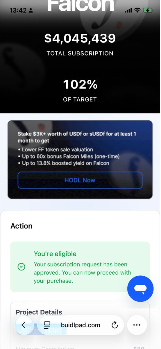 联系我获取符合条件的 Buidlpad Falcon 账户