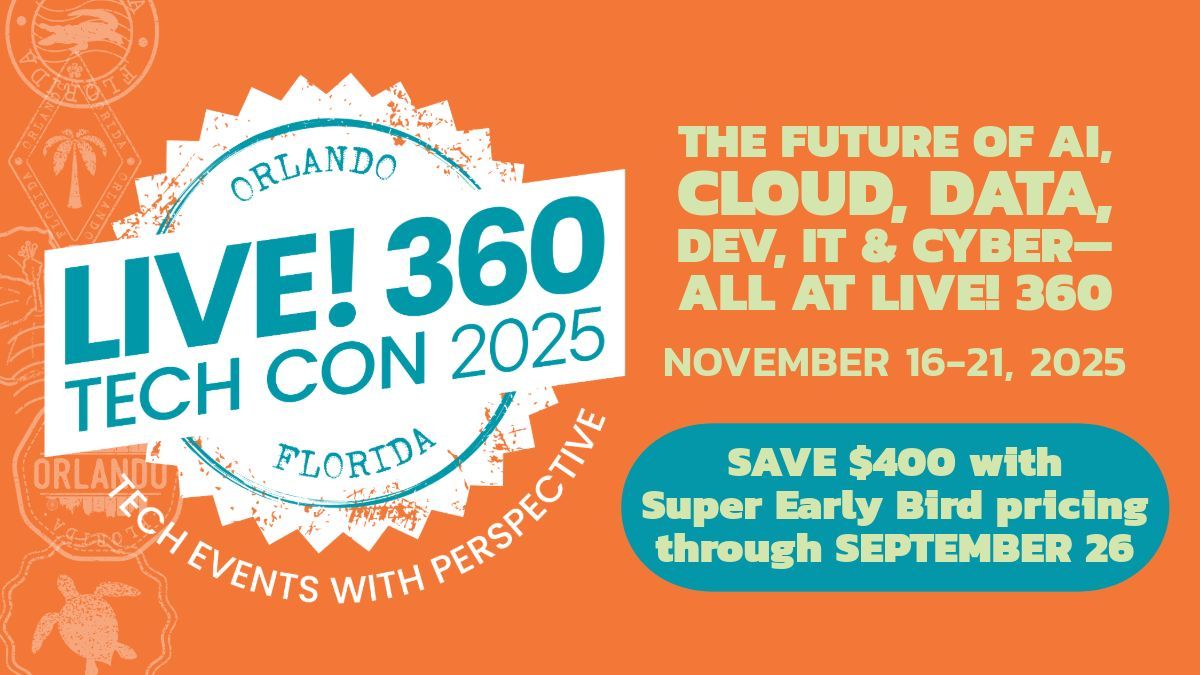 Live360events's tweet image. ⏰ Tick-tock! Super Early Bird $400 off savings ends 9/26. 6 co-located conferences, one amazing tech community. Join us at Live! 360 Tech Con to swap real-world fixes, grow your network, and level up with your team. Be there: buff.ly/TncF31h
#Live360 #TechCon #Community