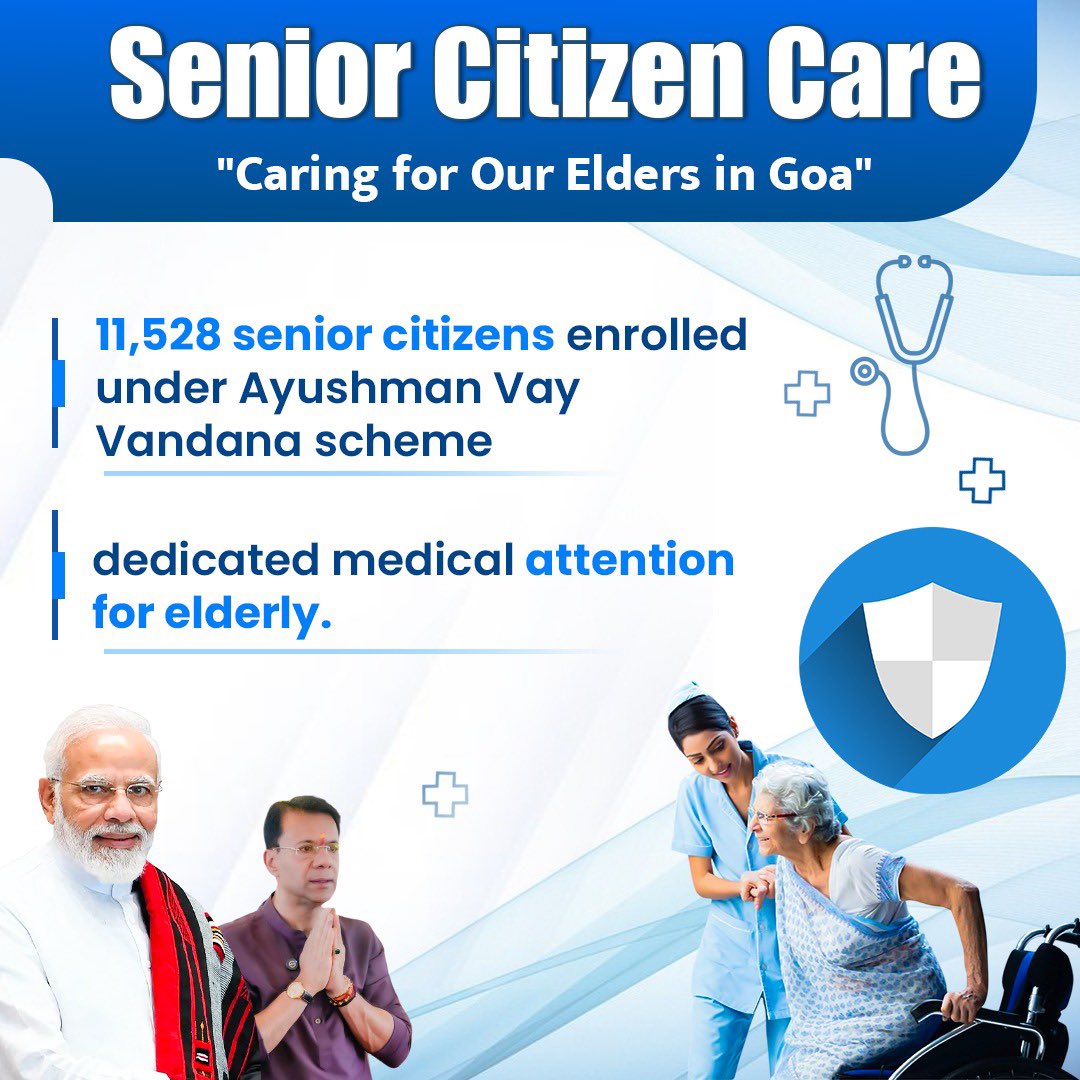 desimojito's tweet photo. Goa achieves 100% coverage in senior health care under Health Minister @VishwajitRane's leadership.
₹2.19 cr invested, 11,528 seniors protected & 201 health centers activated. #GoaModel #HealthcareForAll https://t.co/hrr1cy4VRR