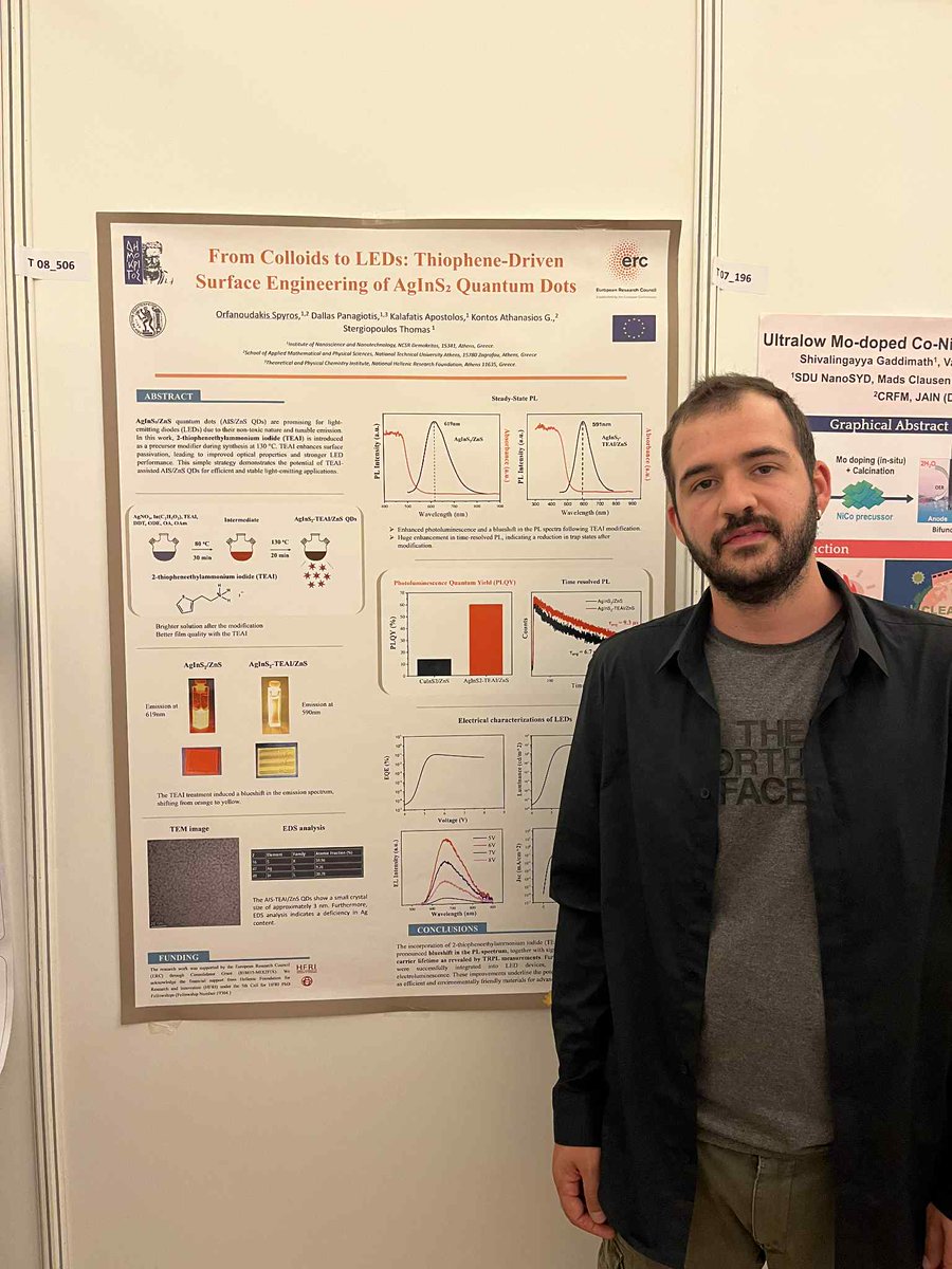 lab_fair's tweet photo. Our group took part also in #EMRS Fall 2025 in Warsaw 🇵🇱!
🖼️ Posters by Spyros Orfanoudakis, Apostolos Kalafatis &amp; Roupen Vartian covered a broad range from LEDs, QD surface engineering and synthesis to thermoelectric properties of metal chalcogenides. #LEDs #QDs #Chalcogenides https://t.co/gbeTJ4wwlA