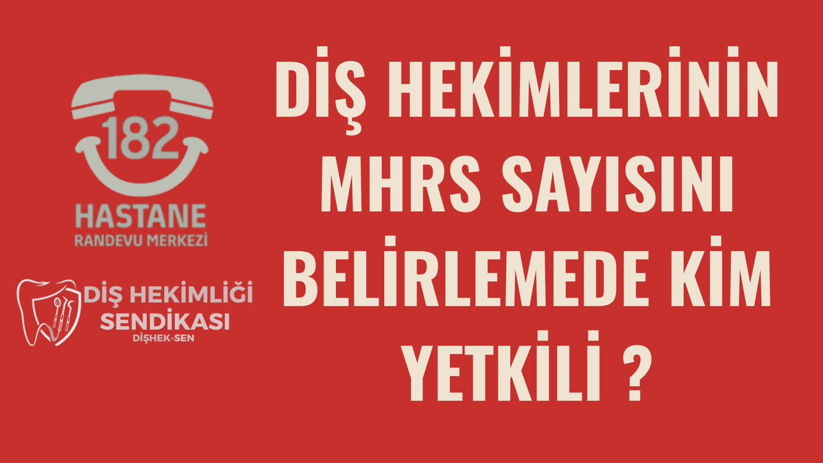 ‼DİŞ HEKİMLERİNİN MHRS SAYISINI BELİRLEMEDE KİM YETKİLİ?
Sağlık Bakanlığı Kamu Hastaneleri Genel Müdürlüğü tarafından, Haziran ayında yayımlanan “MHRS Optimizasyon Sistemi Kuralları” bildirisinde, diş hekimlerinin günlük muayene kapasitesi 21 hasta ile sınırlandırılmıştır. 

⛔