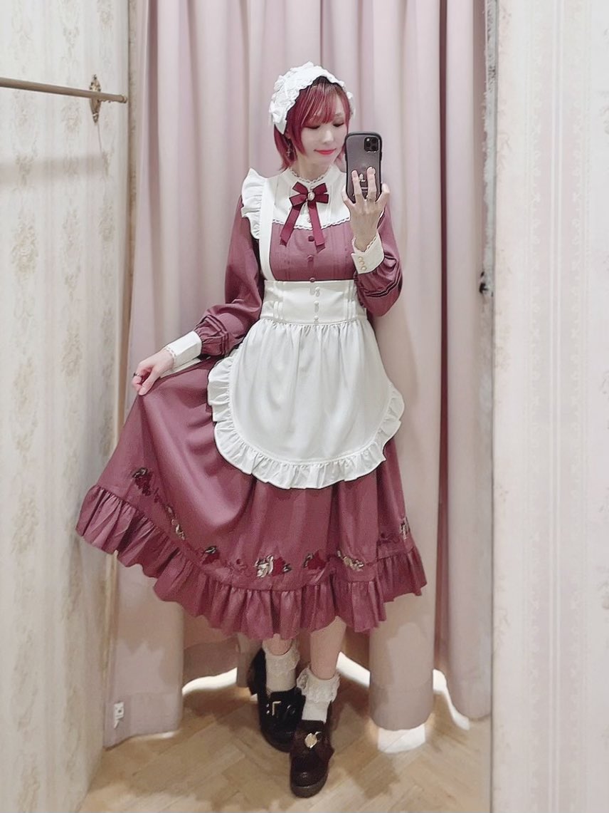 Amavel Dreaming Diner エプロン付きワンピース レッド Amavel on X