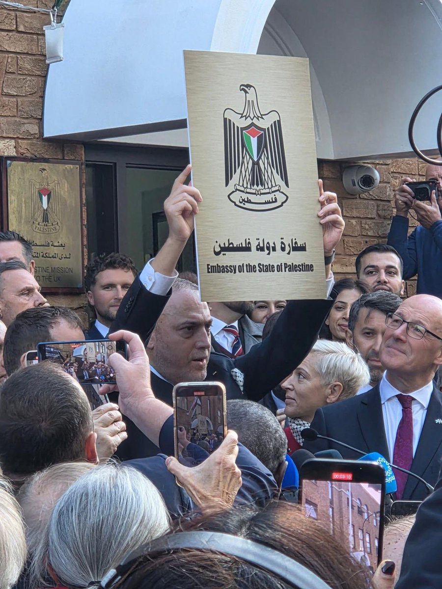 John Swinney (@johnswinney) on Twitter photo A great honour to attend the raising of the Palestinian flag at the soon to be Embassy in London with my friend <a href="/hzomlot/">Husam Zomlot</a>. A defining moment in securing self-determination for Palestine and peace through a two-state solution. A great honour to attend the raising of the Palestinian flag at the soon to be Embassy in London with my friend <a href="/hzomlot/">Husam Zomlot</a>. A defining moment in securing self-determination for Palestine and peace through a two-state solution.