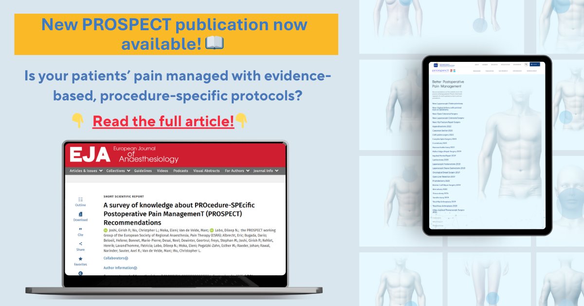 📢 New PROSPECT Publication

Is postoperative pain managed according to evidence-based, procedure-specific protocols?

🔗 Read the full article here: journals.lww.com/ejanaesthesiol…

🔗 PROSPECT: esraeurope.org/prospect/