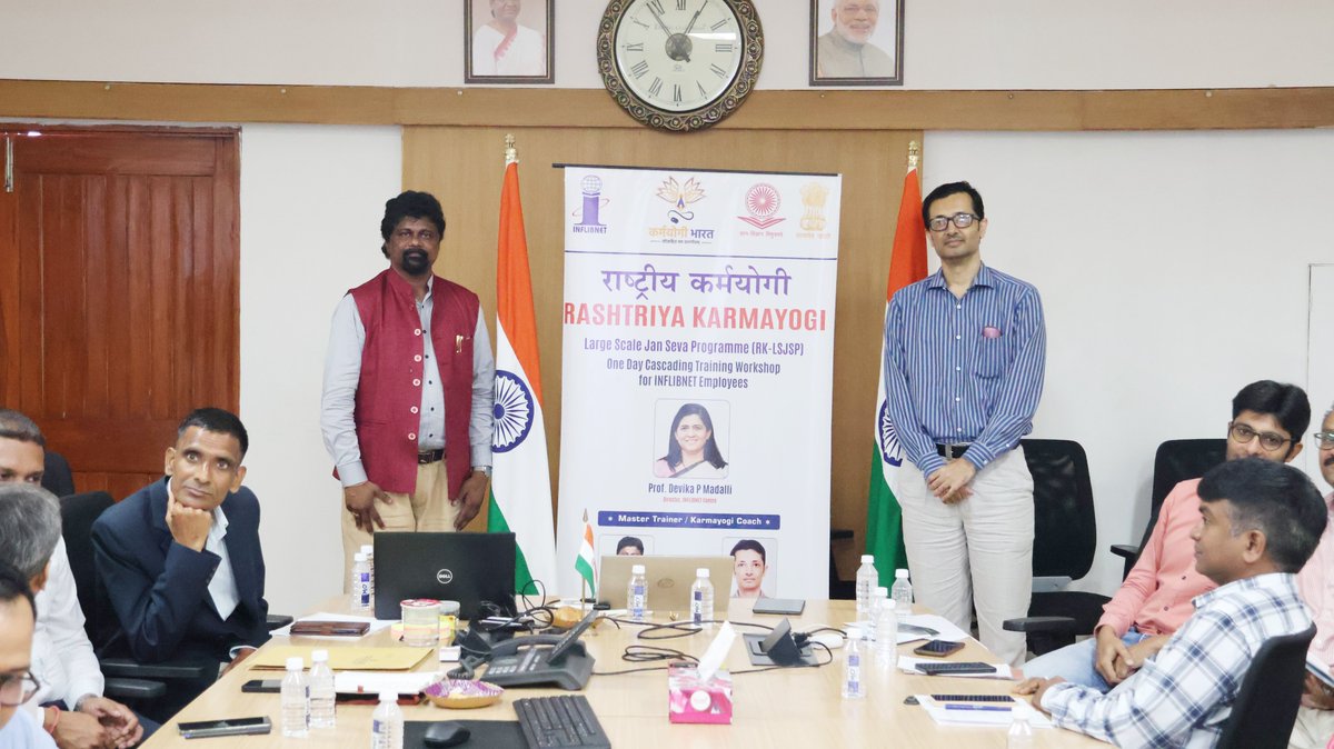 INFLIBNET's tweet image. @INFLIBNET Gandhinagar conducted a Cascading Training under #RashtriyaKarmayogi – Large Scale Jan Seva Programme (RK-LSJSP), initiative of #CapacityBuildingCommission GoI, for #INFLIBNET Staff members on 22 Feb 2025. #RashtriyaKarmaYogi