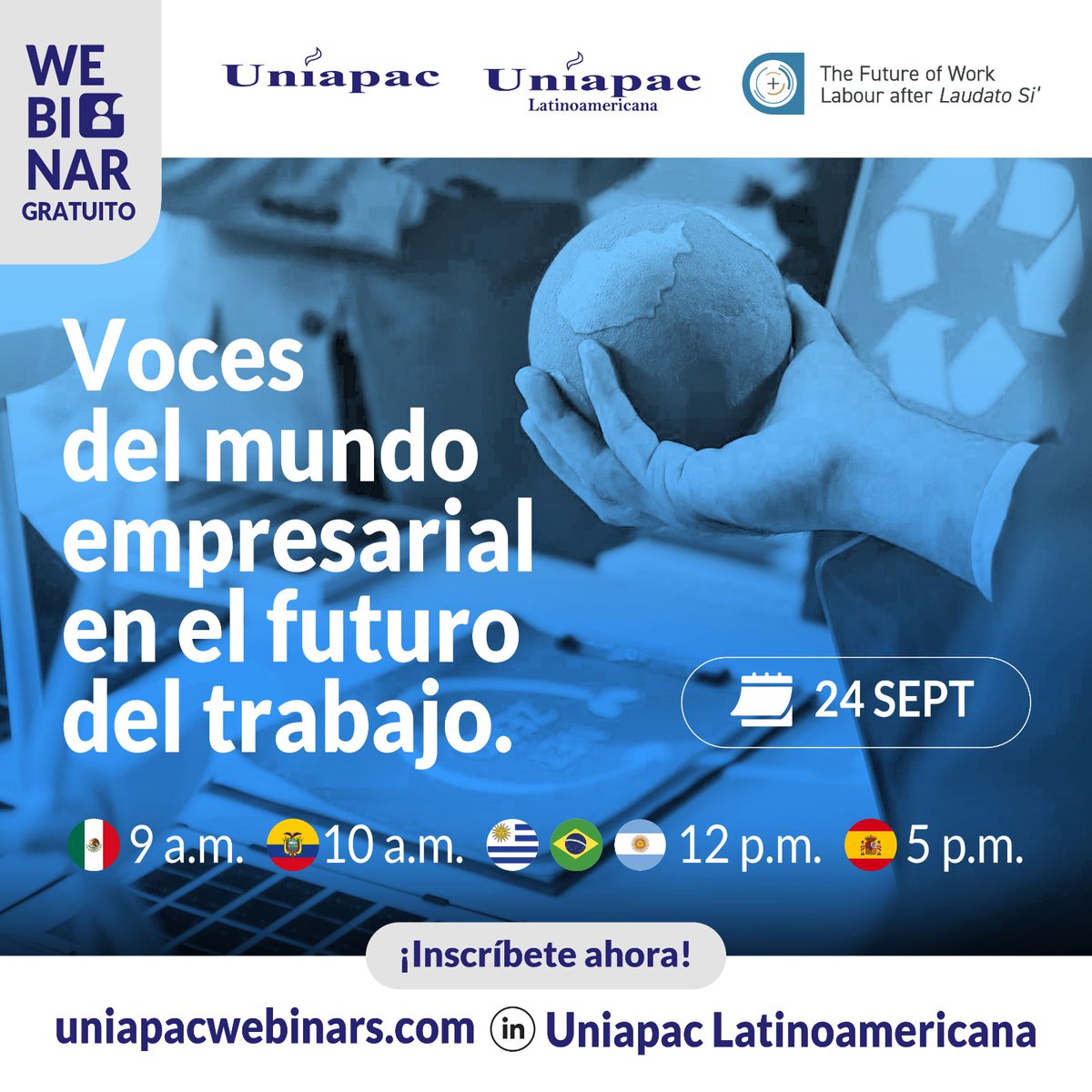 FoW_LS's tweet photo. 🌍 ¿Cómo prepararnos para el futuro del trabajo desde la visión empresarial?

Únete al webinar gratuito: “Voces del mundo empresarial en el futuro del trabajo”

🗓 24 de septiembre | 💻 Zoom
👉 Regístrate: https://t.co/jU1mSNEXIf

#Cuidadoestrabajo #FuturoDelTrabajo https://t.co/W2TDSwfVit