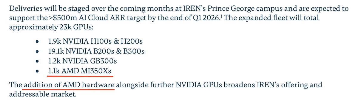 Awesome to see <a href="/IREN_Ltd/">IREN</a> brining in the newest <a href="/AMD/">AMD</a> Hardware alongside <a href="/nvidia/">NVIDIA</a> - BULLISH👀👀👀 $IREN $AMD $NVDA