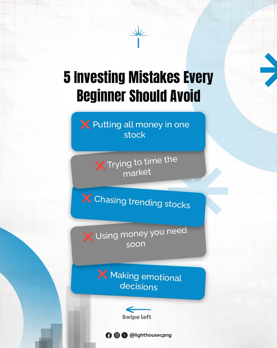 lighthousecpng's tweet image. 📊 New to investing? Don’t let these mistakes trip you up!

✅ The secret? Patience + smart strategy.

#financialknowledge #InvestWisely #LighthouseCapital