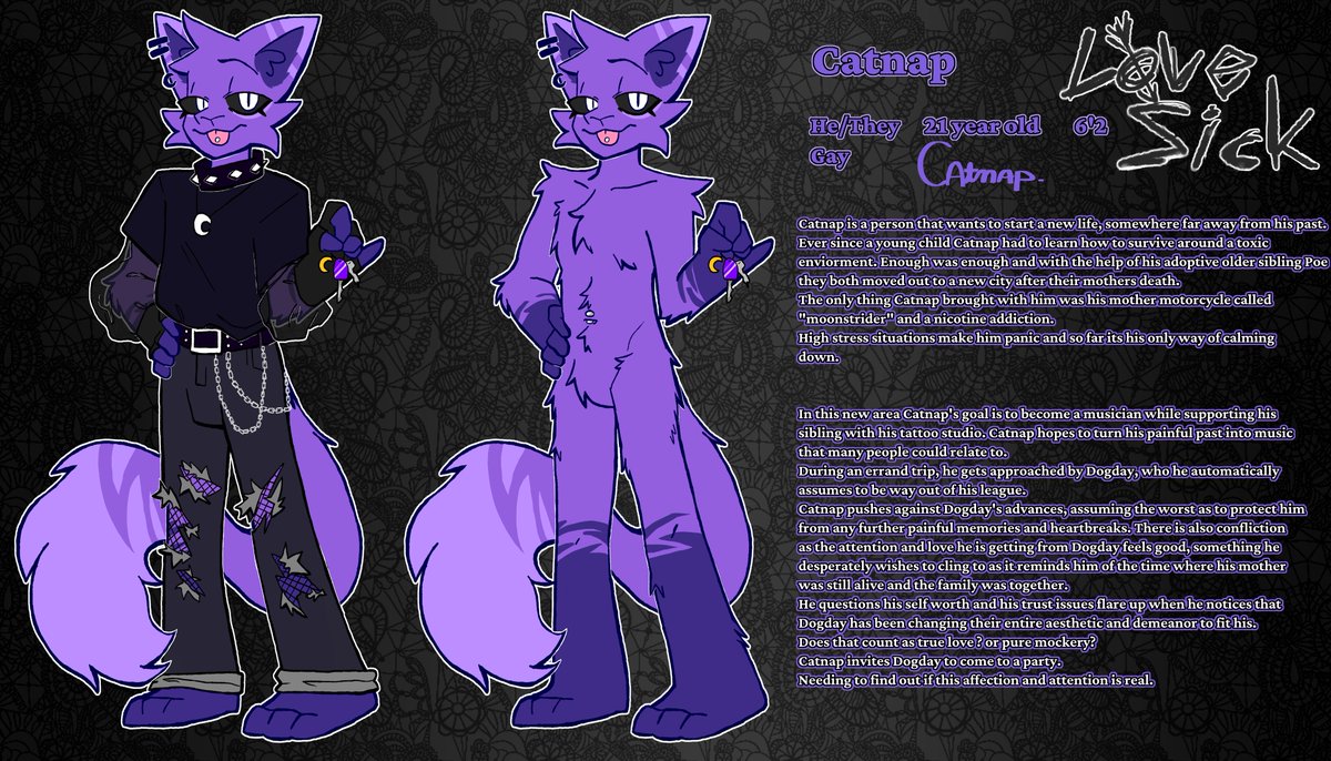 LoveSick Au - Character Bios #2 Catnap #LovesickAu #catnap