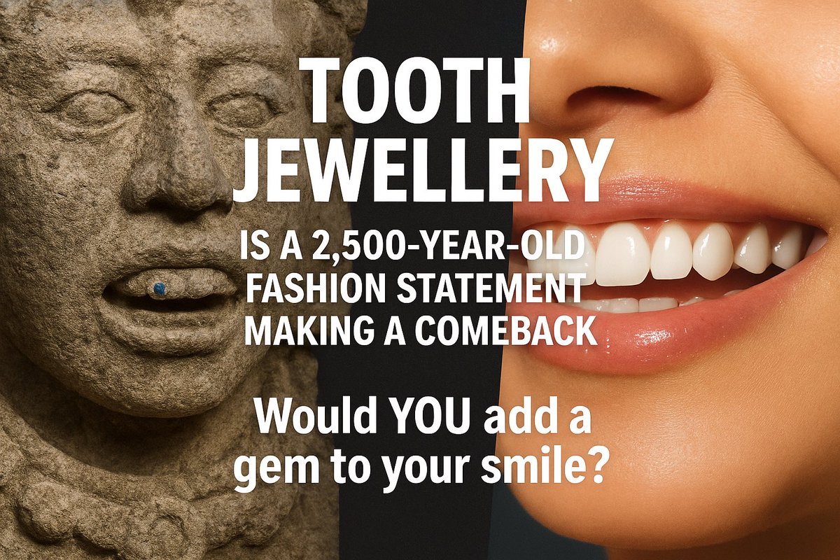 digitellortho's tweet photo. 💎 Tooth Gems: The Hottest Smile Upgrade ✨
From Mayan royalty to TikTok stars, tooth jewellery has been sparkling for 2,500 years.
But what’s the real deal—fashion flex or dental risk?
Don’t miss the 7th ,8th & 9th ones! 🤩
#ToothGems #SmileGoals #BlingSmile
💎1/9 https://t.co/2KJo6XgWxR