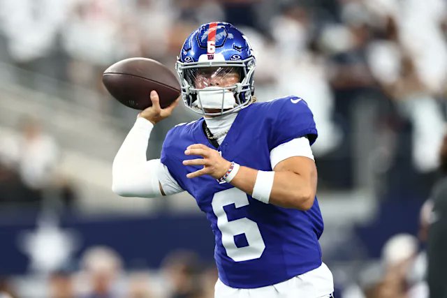 BettingTheLine's tweet photo. Alot of people are going to want Dart to get the nod after last night but I don't think they're gonna send him into the fire that is the 3-0 LA Chargers next week. Way more realistic to say a 0-4 Giants team will turn to Dart week 5 against the Saints. https://t.co/ZhnFggCIT4