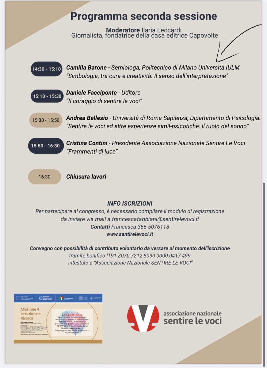 Sabato prossimo all'<a href="/UniPadova/">Università di Padova</a> si parlerà anche di insonnia e dell'esperienza di sentire le voci 

#sentirelevoci #PRIN #PNRR 

sentirelevoci.it/convegno-incon…