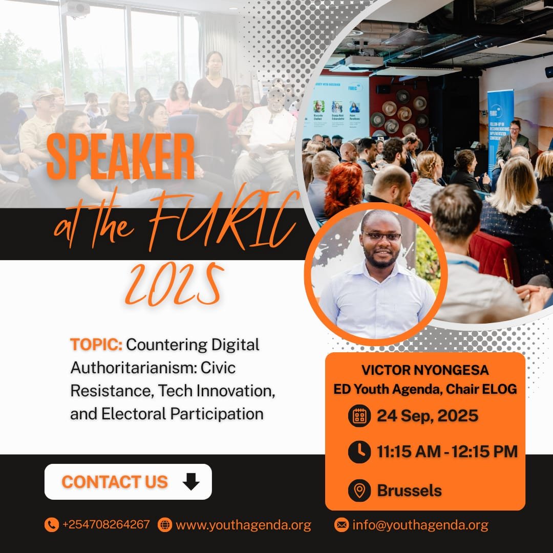 youthagenda254's tweet image. We are proud to announce that Our CEO @VictorNyonges11 will be speaking at #FURIC2025 in Brussels 🇧🇪 on Countering Digital Authoritarianism: Civic Resistance, Tech Innovation &amp;amp; Electoral Participation. 
#DigitalDemocracy
#MakingTheYouthFactorCount