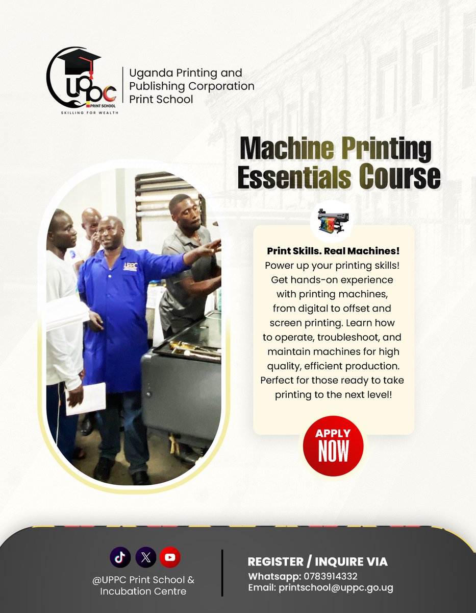 Ready to master real printing machines? From digital to offset and screen printing, this course gives you hands-on training with real equipment for real results. Apply now! 
#UPPCPrintSchool