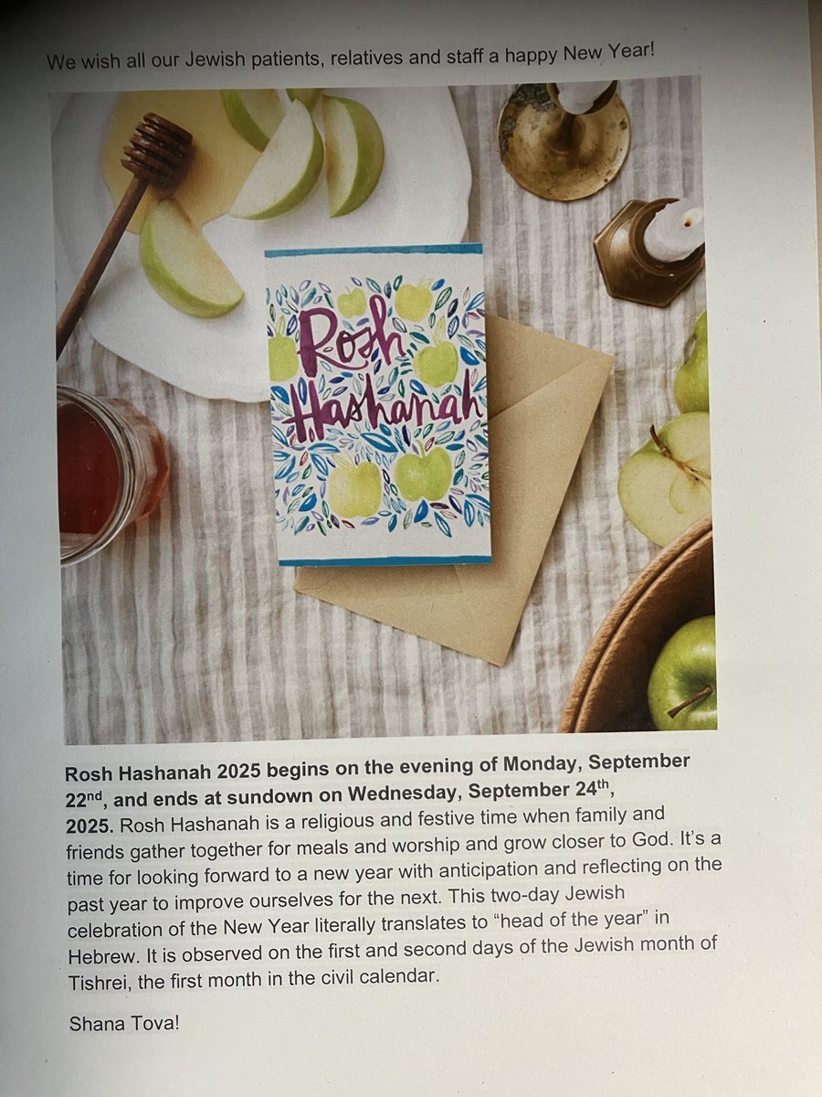 Wishing Shana Tova to all our Jewish patients carers and staff ⁦<a href="/WeAreNorthMid/">We Are North Mid OD</a>⁩ #RoshHashana ⁦<a href="/RoyalFreeNHS/">Royal Free London</a>⁩