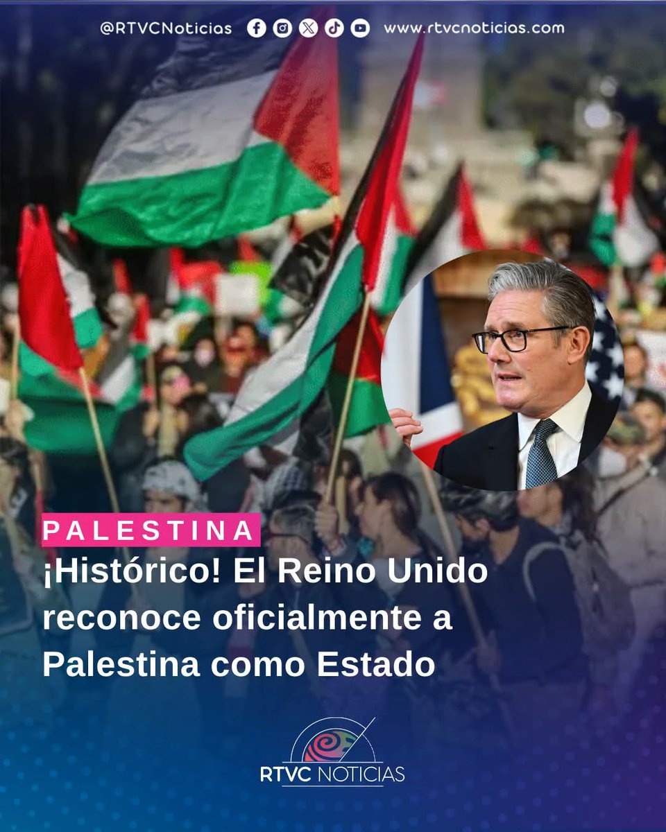 El Reino Unido reconoce oficialmente a Palestina como Estado.   🇵🇸 Un paso importante en medio del clamor mundial por el fin del genocidio en Gaza y el respeto a los derechos humanos del pueblo palestino. #FreePalestina #CubaMined