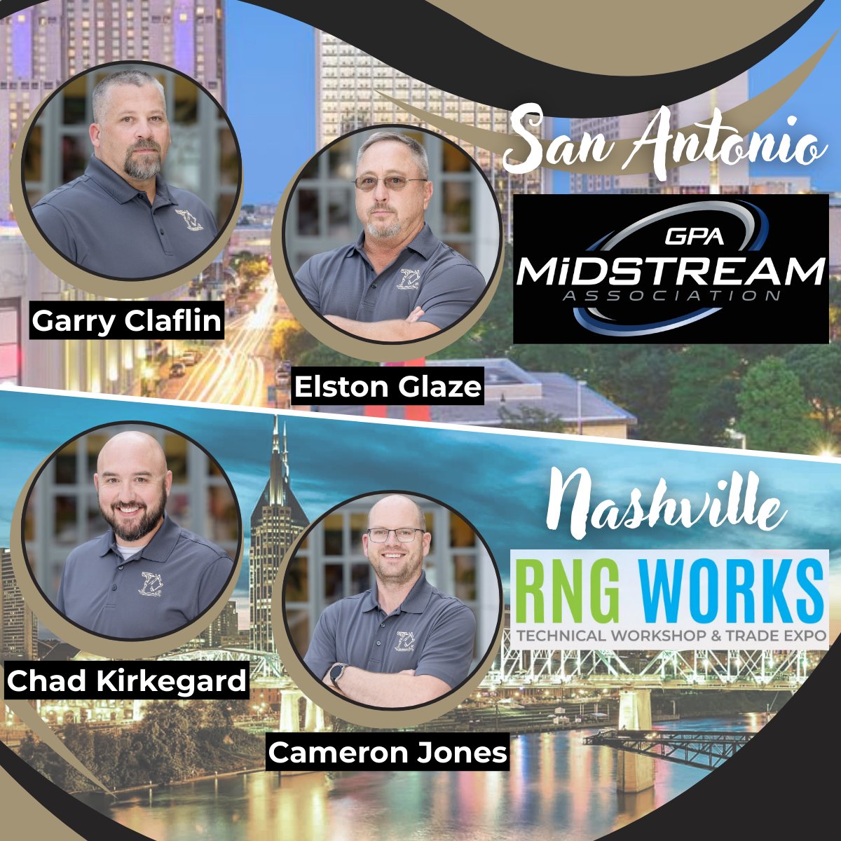 TDIAMONDBAR's tweet photo. What do you do when two tradeshows fall on the same week? 

Divide and conquer of course!

Garry and Elston are in San Antonio early this week for the national GPA Midstream conference. Meanwhile, Cameron and Chad are en route to Nashville for RNG Works! https://t.co/Sjnp7J15Xv