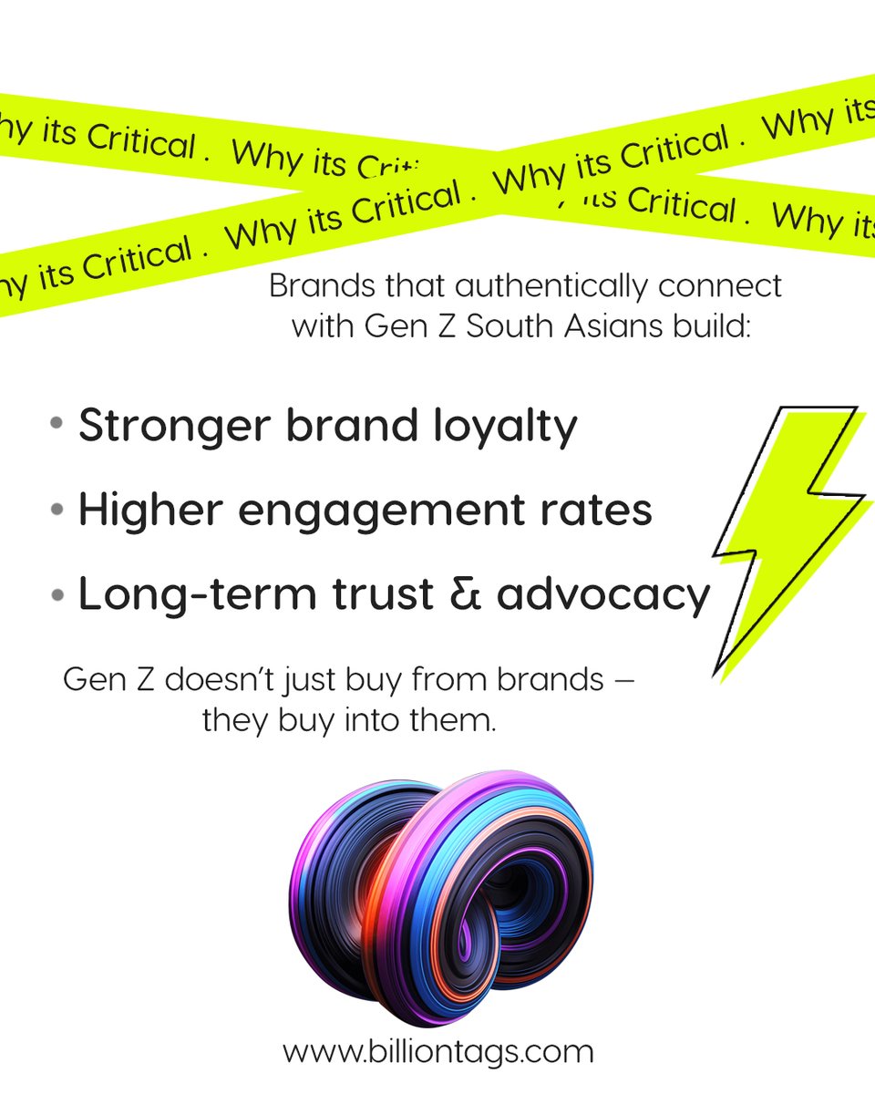 billiontags's tweet photo. Gen Z South Asians want more than ads. They expect culture, authenticity & purpose. They don’t just buy brands—they buy into them.
#BilliontagsInsights #MulticulturalMarketing #GenZ #SouthAsianCommunity #MulticulturalMarketing #ConnectingBrandsToCultures❤️ #Billiontags https://t.co/vvgzQMx1Fa