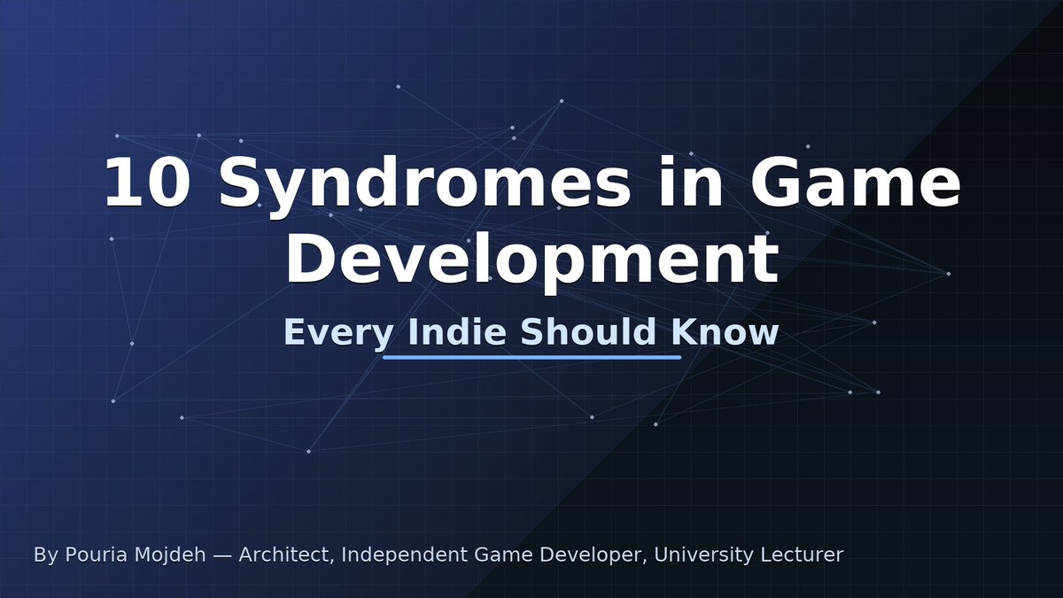 PazhVue's tweet photo. 10 Syndromes in Game Development Every Indie Should Know
The hidden psychological traps that stop devs from finishing their games — and how to overcome them.
.
#GameDev #IndieDev #GameDevelopment #GamedevCommunity #IndieGame #FeatureCreep 
.
🔗 [https://t.co/oyaBuHIN6h] https://t.co/8phSux9PlH