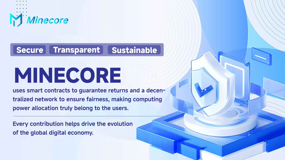 Secure, Transparent, and Sustainable

Minecore uses smart contracts to guarantee returns and a decentralized network to ensure fairness, making computing power allocation truly belong to the users.

💎 Every contribution helps drive the evolution of the global digital economy.