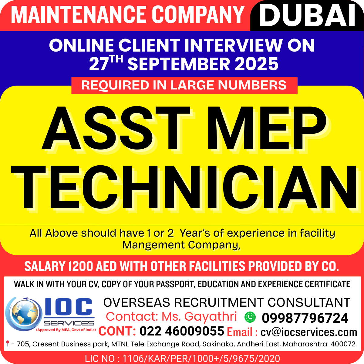 iocsgroup's tweet image. MAINTENANCE COMPANY - DUBAI
#FacilityMaintenance
#MEPServices
#BuildingMaintenance
#FacilityManagement
#MaintenanceTechnician
#MEPTechnician
#FacilityUpkeep
#BuildingServices
#HVACMaintenance
#ElectricalMaintenance
#PlumbingServices
#PreventiveMaintenance