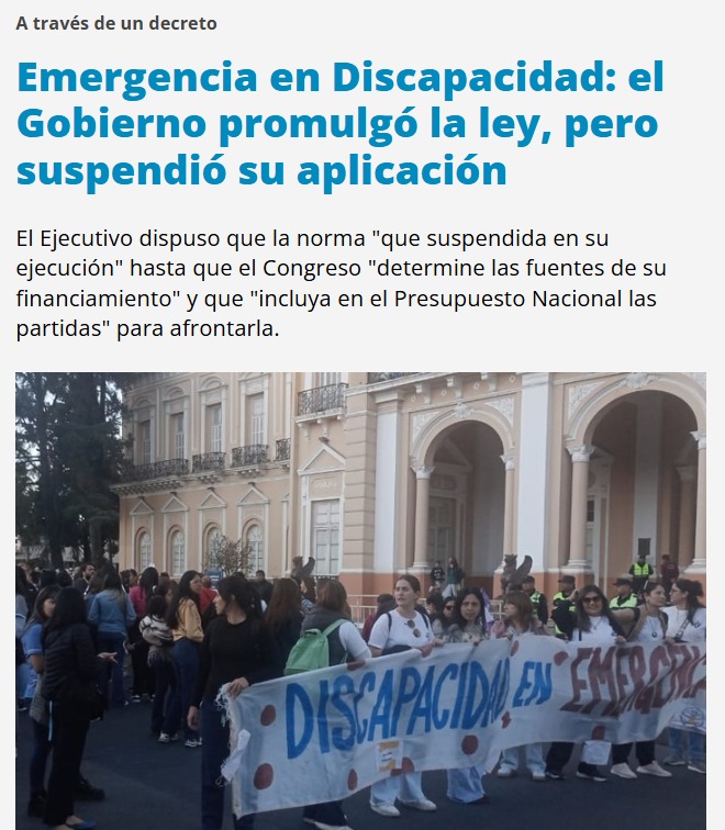 Presidente <a href="/JMilei/">Javier Milei</a>, el Congreso reafirmó la Ley de Emergencia en Discapacidad 4 VECES.
¿Cuánto más piensa jugar con nuestras vidas?
¿Hay plata para el 3% de Karina, pero no para nosotros?

Basta de excusas. No al Decreto 681/2025. 
¡Implementación YA de la Ley!