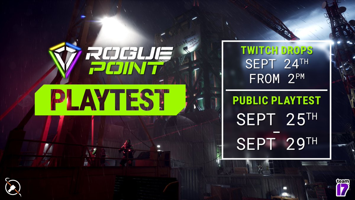 ❗The Rogue Point Playtest starts this week!

👀 Watch creators to secure your Twitch Drop from the 24th Sept!
🔑 Instant Early Access on Twitch!
🔓 Sign-up on Steam and play on 25th Sept

📢 Creators! Pre-register now for a Playtest key:
lurkit.com/campaigns/rogu…