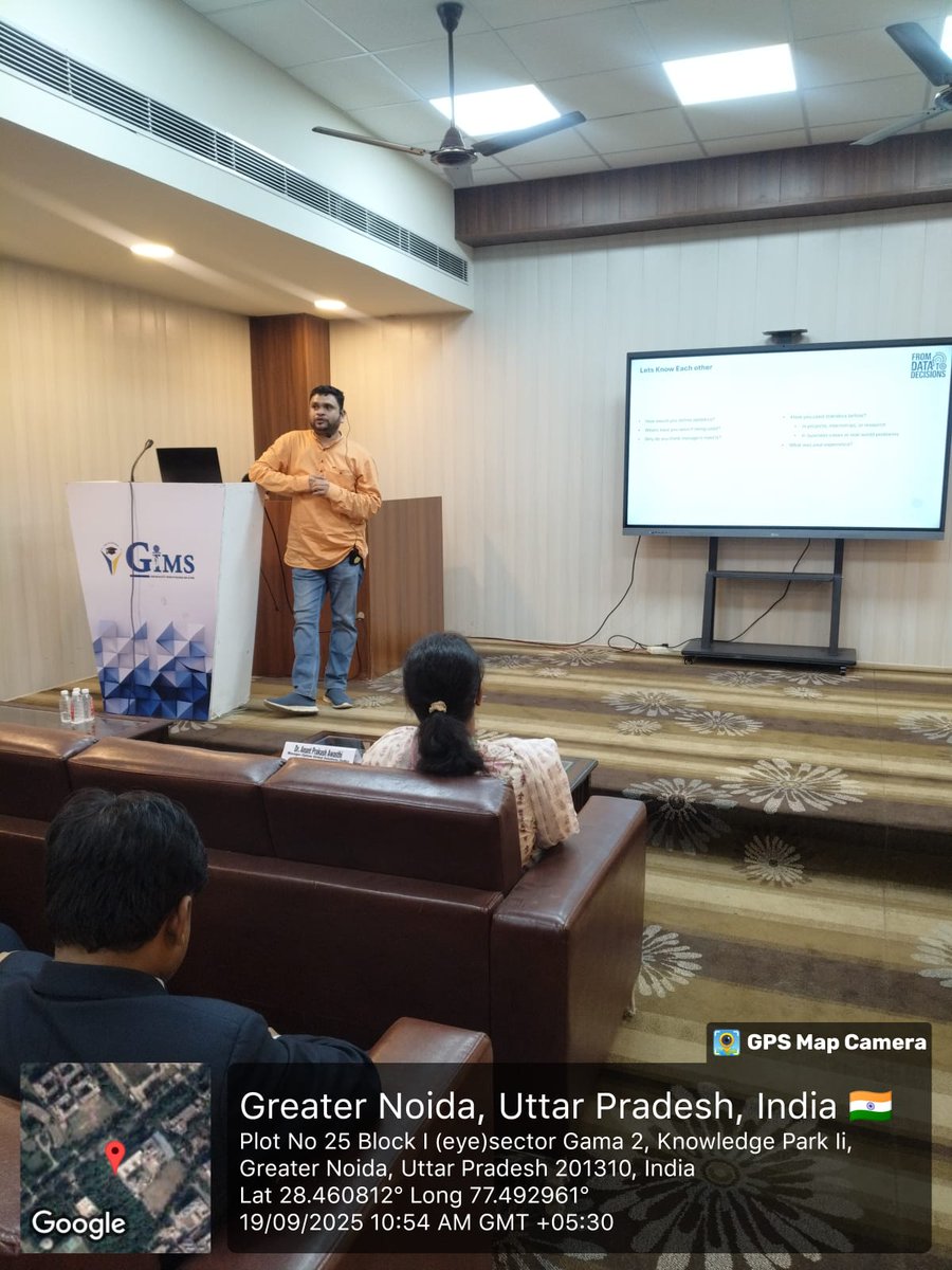 GNIOTCollege's tweet image. GIMS hosted a guest lecture on “From Data to Decisions: How Statistics Solves Real-World Challenges” with Dr. Anant Awasthi, Optum. 📊✨
#GIMS #GuestLecture #DataDriven #AIandML #PGDM