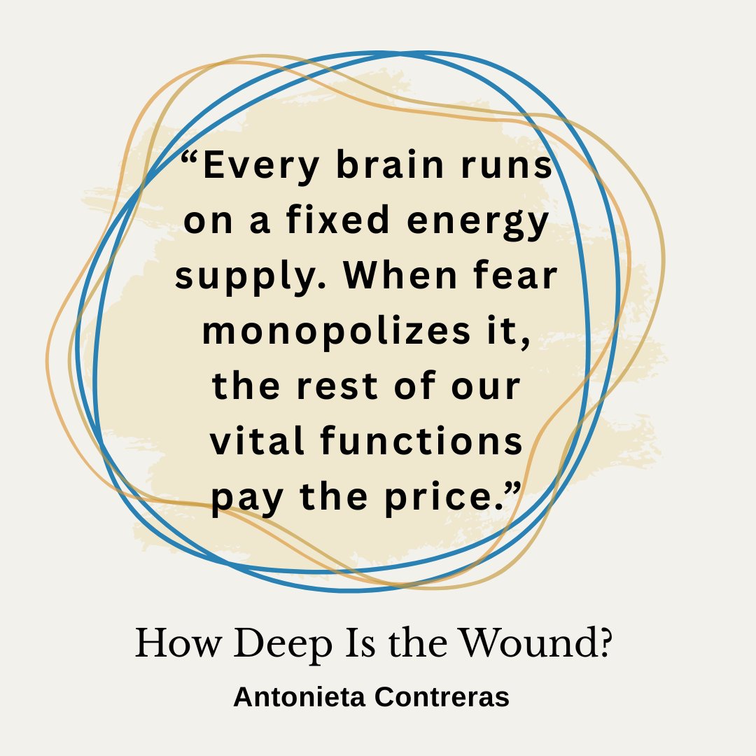 AntonietaCont10's tweet image. Fear and trauma hijack your brain, leaving less for life. Healing isn’t erasing fear—it’s learning to manage it. Discover practical ways on How Deep Is the Wound? amzn.to/48fYGTm #TraumaHealing #MentalHealthAwareness #OvercomingFear #SelfGrowth