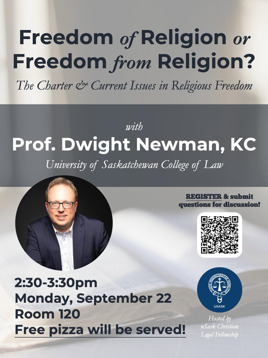 Looking forward to speaking this afternoon with the <a href="/UsaskLaw/">USask College of Law</a> chapter of <a href="/CLF_Canada/">Christian Legal Fellowship</a> on current issues in religious freedom