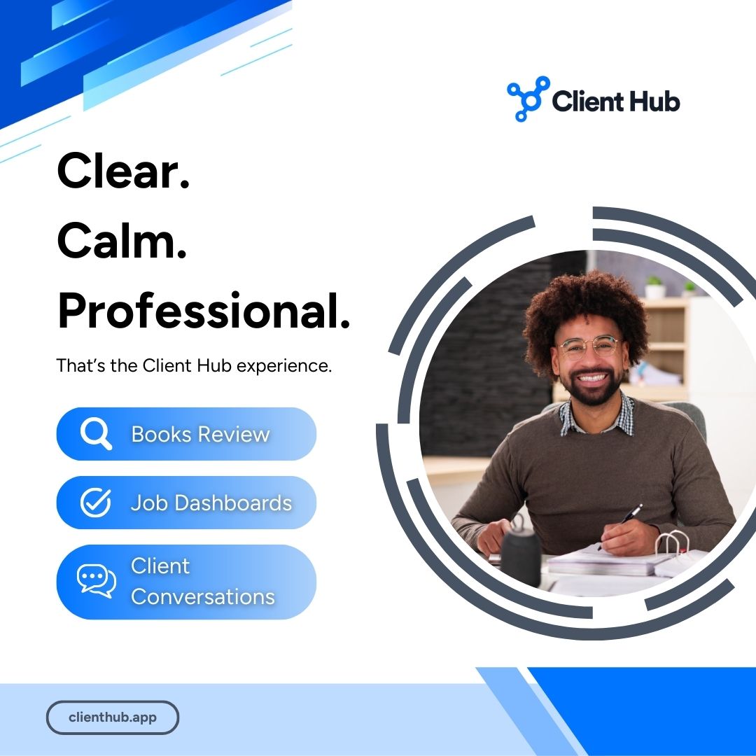 ClientHubApp's tweet image. Clear. Calm. Professional. That’s the Client Hub experience. From secure file sharing and shared tasks to integrated messaging and the AI-powered Books Review, every feature builds trust and makes the process feel effortless. 💯✅
#ClientHub #Workflow