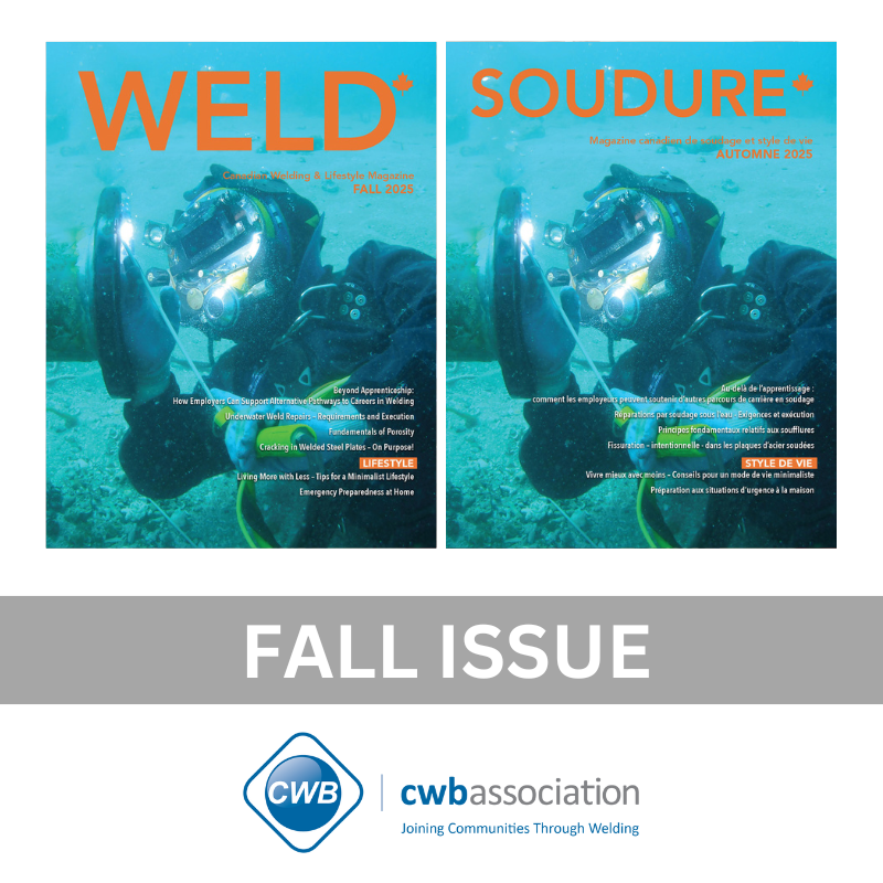The Fall Issue of our digital publication WELD is now available!

English: ow.ly/qRo950X06Xa

French: ow.ly/K8pi50X06Wv

#WELD #Publication #Articles #Magazine
