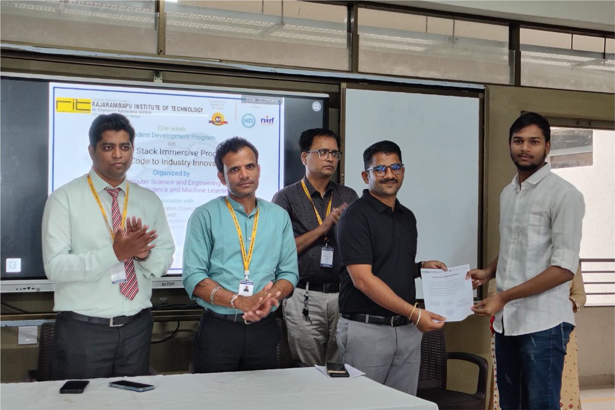 ritindia1983's tweet image. 🎉 1-Week MERN Stack SDP @RIT (8–13 Sept 2025) 🚀
75 CSE (AI &amp;amp; ML) students built industry-ready full-stack projects with React, Node, MongoDB &amp;amp; Express.
Led by Mr. Sachin Banne, coordinated by RIT-IIC &amp;amp; SAAI. 💡
#RIT #MERNStack #AI #CSE #StudentSuccess