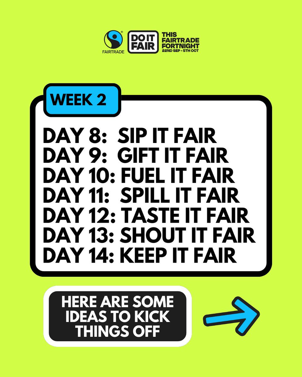 It’s here - #FairtradeFortnight has officially begun!

To celebrate we’re taking a 14-day digital journey that gives you meaningful ways to get involved every day.

Each day will focus on a different theme, product or action you can take to #DoItFair.

fairtrade.net/uk-en.html