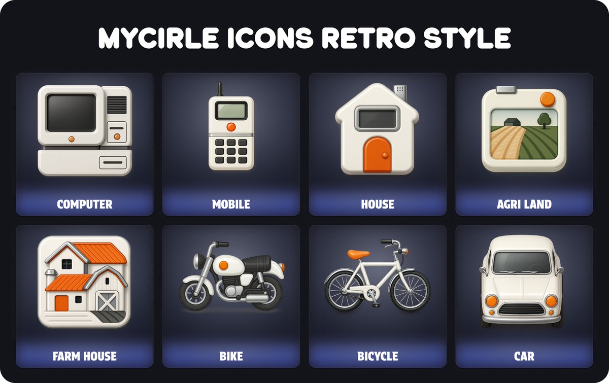 MKeyworks23528's tweet photo. ✨ 🚀 Step back in time with MyCircle Retro Icons ✨ Minimal, clean &amp; nostalgic — perfect for modern apps! 🧩

Visit Once: https://t.co/sgSNjjaZSu

#MyCircle #RetroIcons #FigmaDesign #UIUXDesign #IconDesign #VectorArt #RetroStyle #MinimalUI #AppDesign #DesignInFigma #DailyUI https://t.co/eAvD2WRwTt