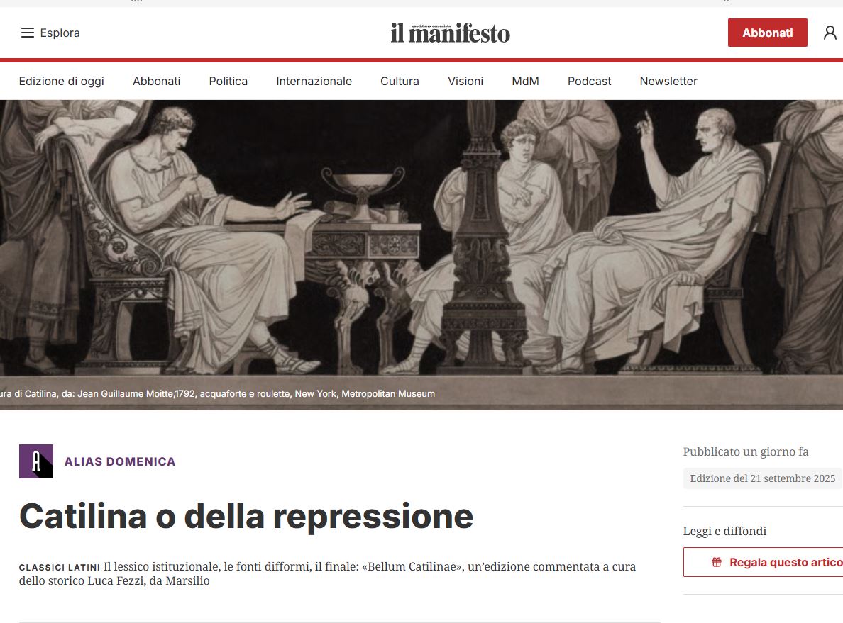 Luca Fezzi (@luca_fezzi) on Twitter photo grazie a Carlo Franco per la bellissima recensione del mio "Sallustio. La guerra di Catilina" <a href="/MarsilioEditori/">Marsilio Editori</a> su <a href="/ilmanifesto/">il manifesto</a> grazie a Carlo Franco per la bellissima recensione del mio "Sallustio. La guerra di Catilina" <a href="/MarsilioEditori/">Marsilio Editori</a> su <a href="/ilmanifesto/">il manifesto</a>