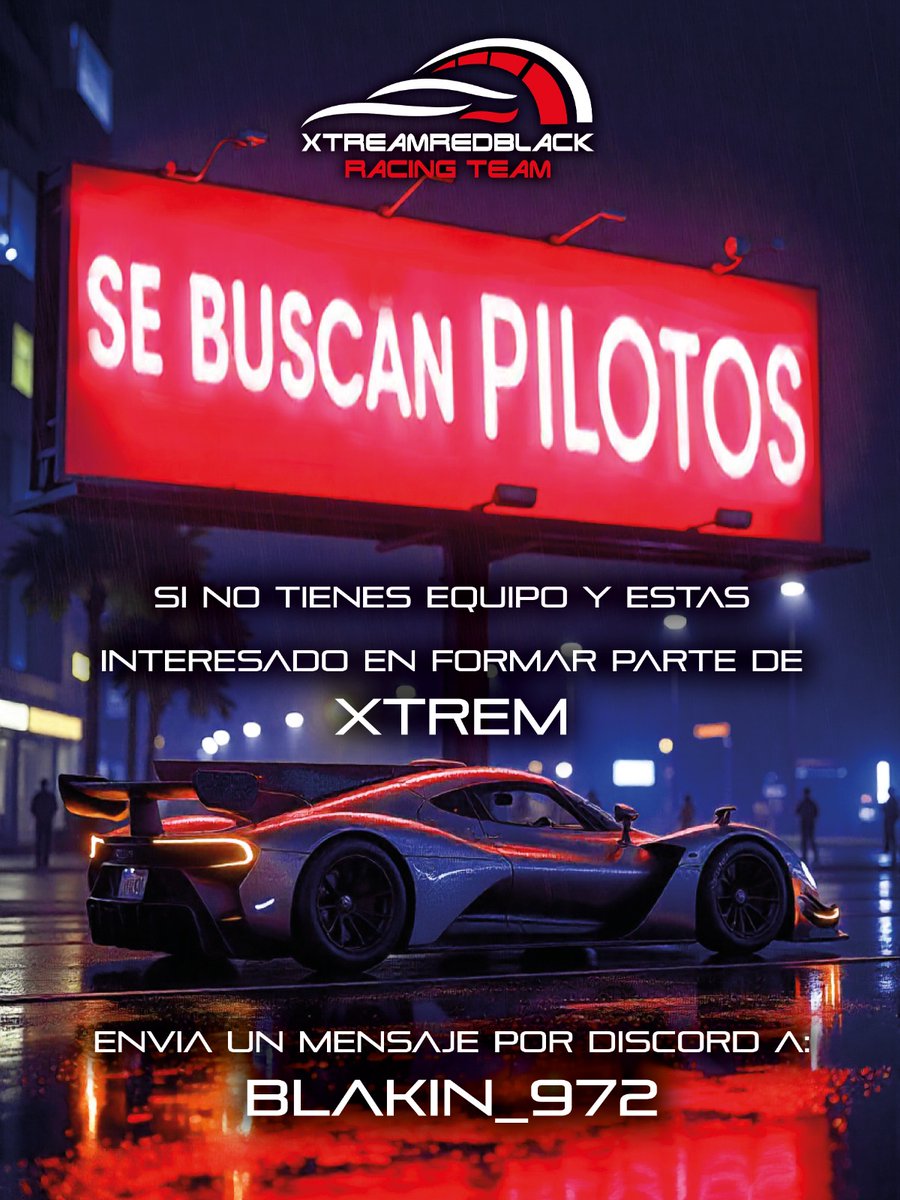 🚨ATENCION 🚨
XTREM BUSCA PILOTOS QUE SEAN LIMPIOS Y RESPETUOSOS DENTRO Y FUERA D PISTA SI T INTERESA MÁNDAME UN MD