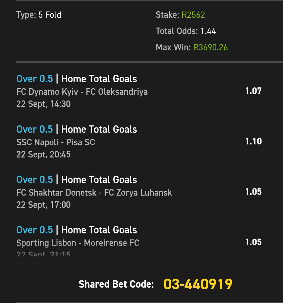 Ngamla27's tweet photo. Project 19million Day 9🧘🤲🏼

If you copy this bet, you’re guaranteed a Bonus on Saturday.

Just follow these 2 EASY steps:

1️⃣Copy my betslip: https://t.co/Sx86Fu84W0

2️⃣Place your bet of R5 or more.
🎁 The more you bet, the bigger your Bonus!

🆕 New to Easybet? Use code NGAMLA50 and get a R50 Sign Up Bonus.

🔗 Join now: https://t.co/UsflTqHNxi… 

18+ | T&Cs apply