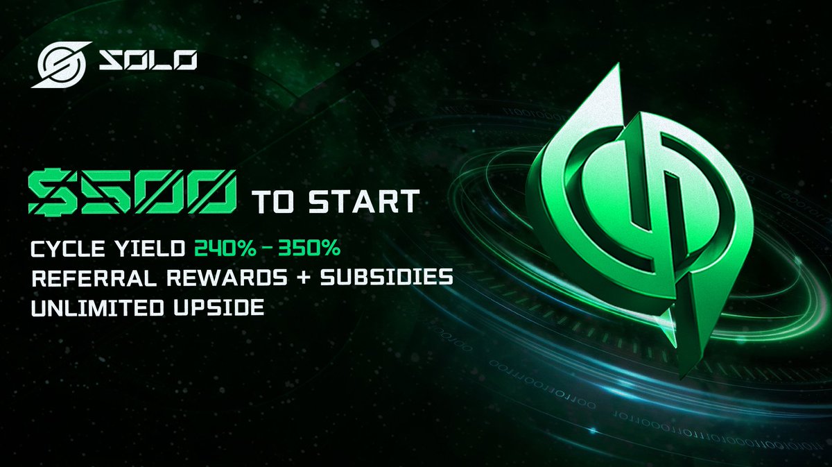 💎 Kickstart the flywheel with just $500!

Cycle yield up to 240%–350% 🚀
Referral rewards + subsidies,
Unlimited upside awaits!

#SOLO #GameFi #BNBChain