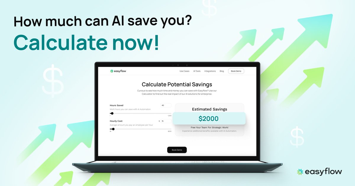 easyflow_ai's tweet image. Where should you start with AI?

For many businesses, this is the hardest question. Marketing, e-commerce, operations, customer service – AI can transform everything, but it’s not always clear where to begin.

That’s why we created the Easyflow Savings Calculator. Scroll down…