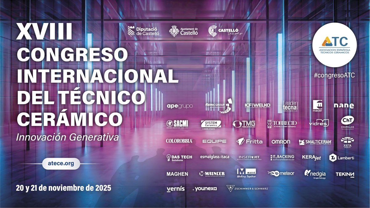 atece_org's tweet image. ➡️ Castellón acoge el gran punto de encuentro del sector cerámico en España

🗓 𝟮𝟬 𝘆 𝟮𝟭 𝗱𝗲 𝗻𝗼𝘃𝗶𝗲𝗺𝗯𝗿𝗲

Asegura tu plaza y forma parte del evento de referencia para los profesionales del sector cerámico 🔗 atece.org

#congresoATC

@dipcas