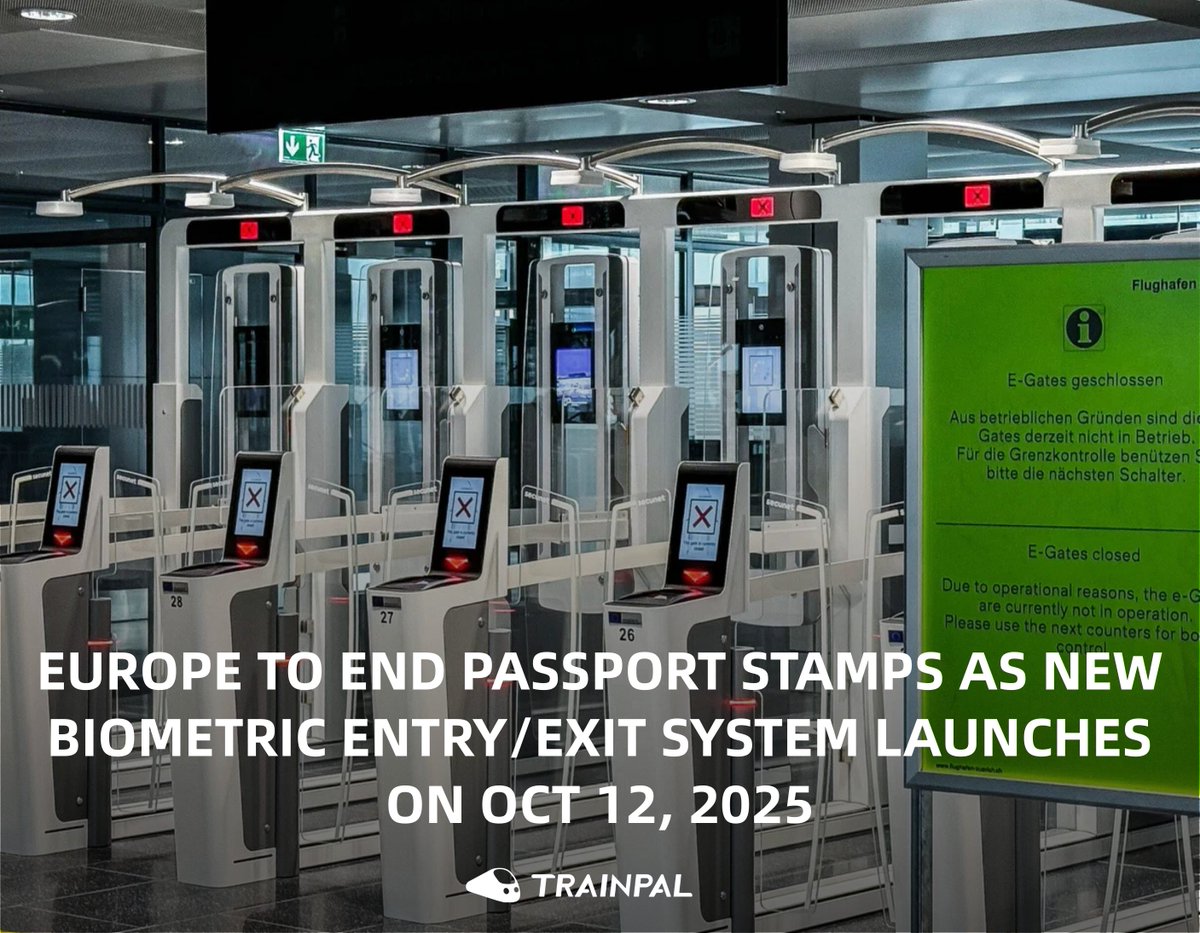 trainpal_go's tweet image. From 12 Oct 2025, the EES ends passport stamps and digital checks kick in. 

PS: TrainPal now sells flights.

#EES #TravelSmart