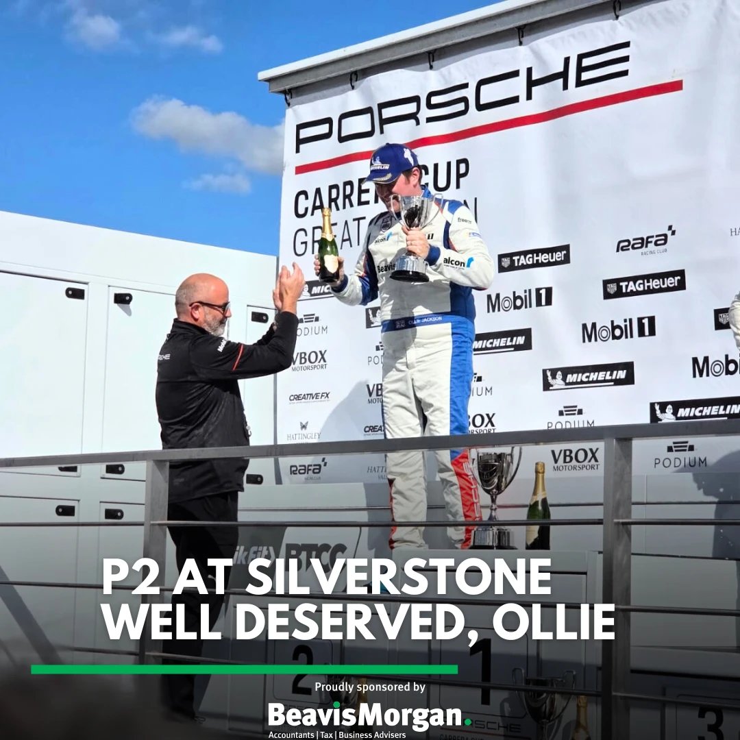 Huge congratulations to Ollie Jackson on securing 2nd place in Race 14 of the Porsche Carrera Cup GB at Silverstone. An outstanding result in a fiercely competitive field.
We're proud to sponsor Ollie and be part of this incredible journey.

Let's finish the season strong.