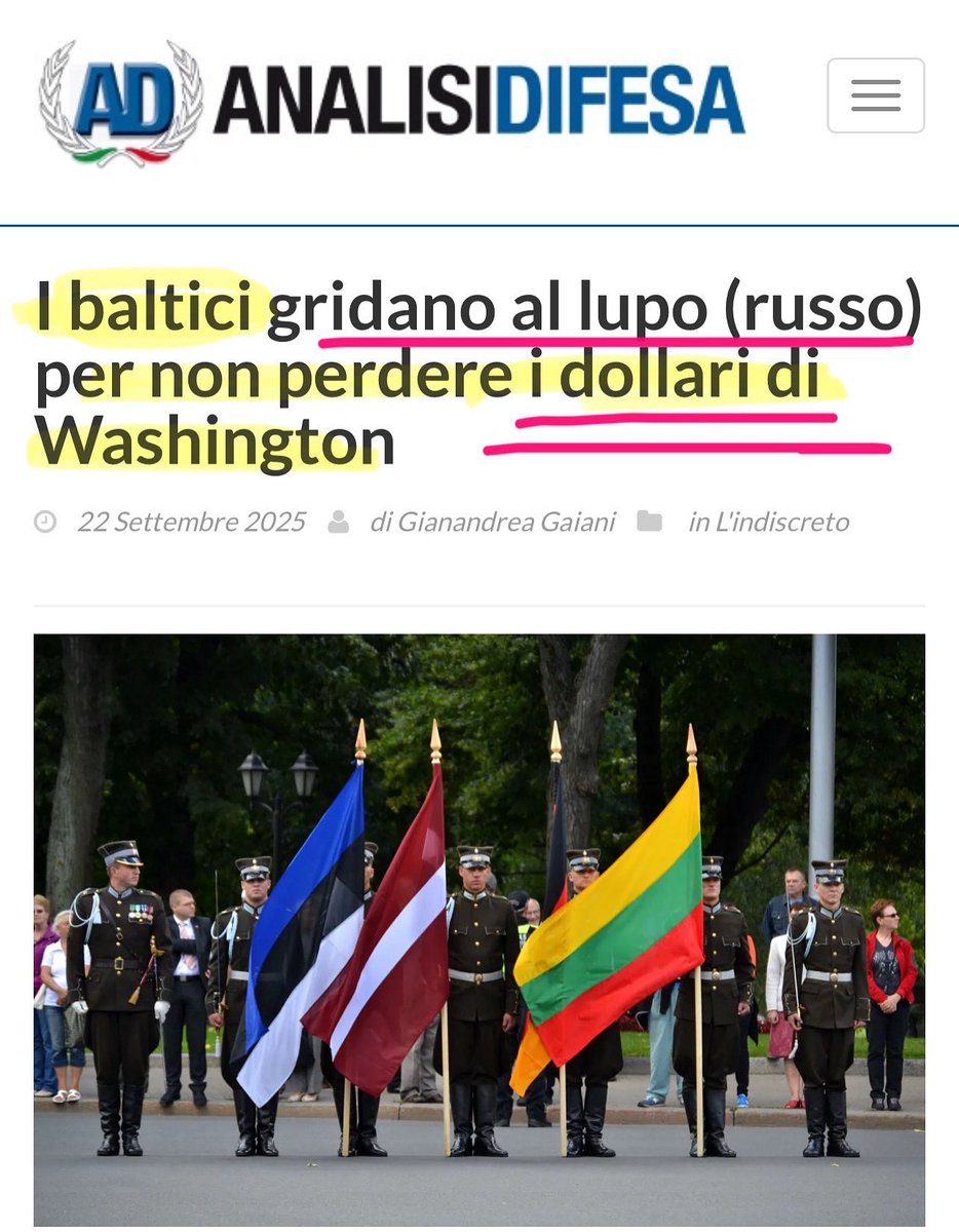 🟣Droni e aerei russi in #europa?
🔻Gen. Leonardo Tricarico (già capo di stato maggiore dell’Aeronautica) su “Il Tempo”:
🔻 “è ormai la regola che eventi rientranti altrimenti nell’ordinaria quotidianità vengano ingigantiti …

facebook.com/share/p/1A82Xm…